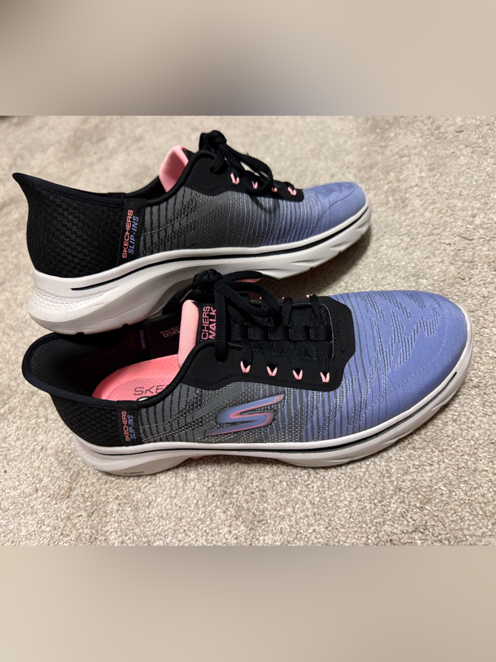 Skechers Women's Black & Blue and Pink Slip-Ins Athletic Sneakers